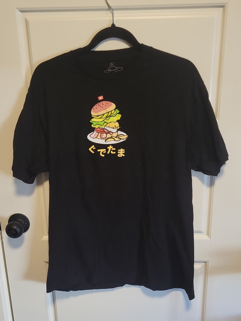 Gudetama Black Short-Sleeve Graphic Tee - Burger Design